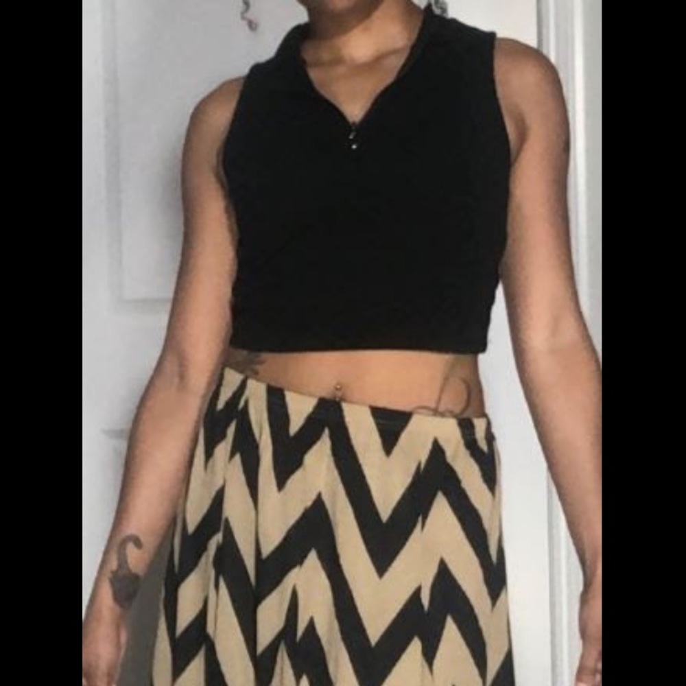 Brown and black pattered floor length skirt